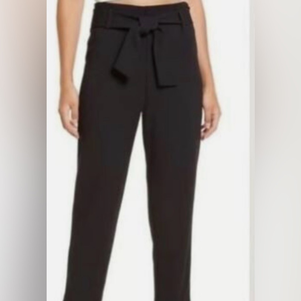 Nordstrom Leith Black Wide Leg Tie-Waist Trousers Size Small